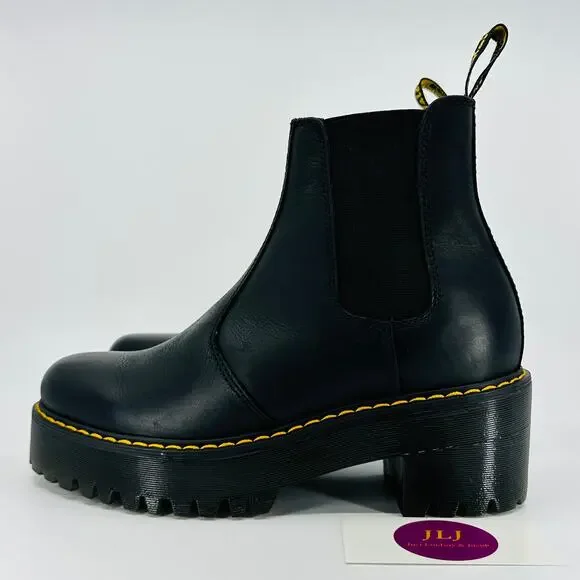 Dr. Martens Women's Rometty Black Wyoming Leather Platform Chelsea Boots Size 7 - Picture 5 of 11